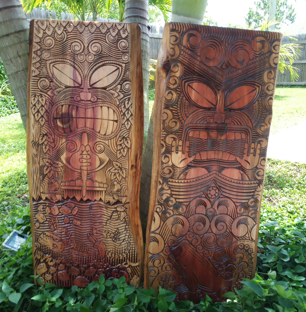 Tiki Land and Sea Wood Carving Set