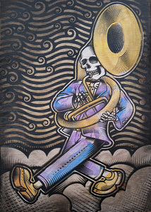 The Big Easy Skeleton Marching Band Screen Print 16 x 24 inches