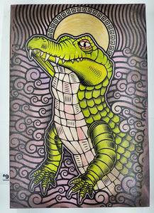 Gator Painted Screen Print 16 x 24 inches