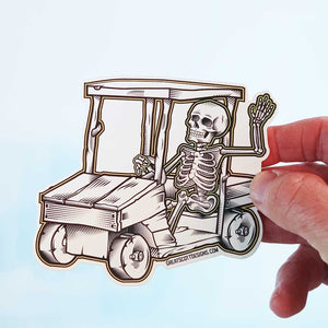 Skeleton Driving Golf Cart - Skeleton Sticker