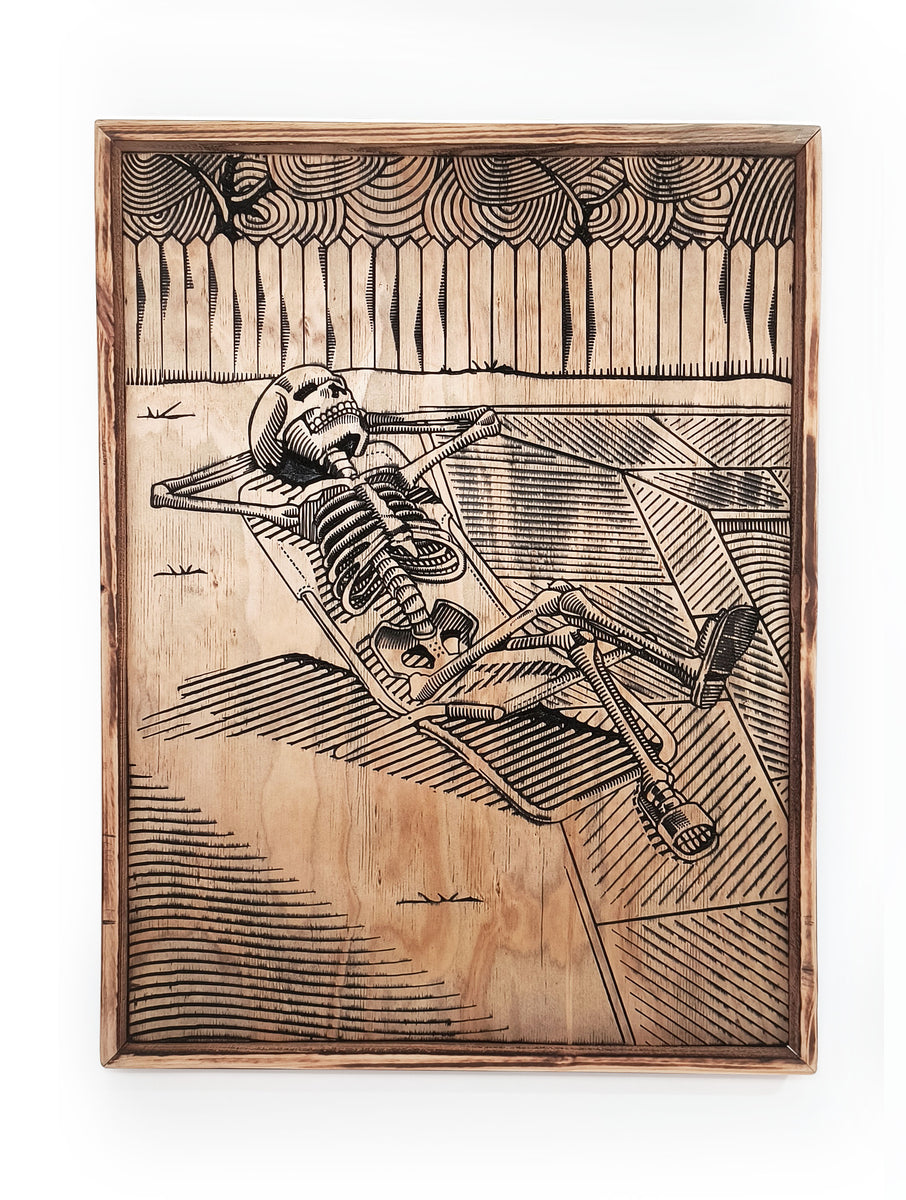 Skeleton in Raft Wood Carving Wall Art – GreatScottDesigns