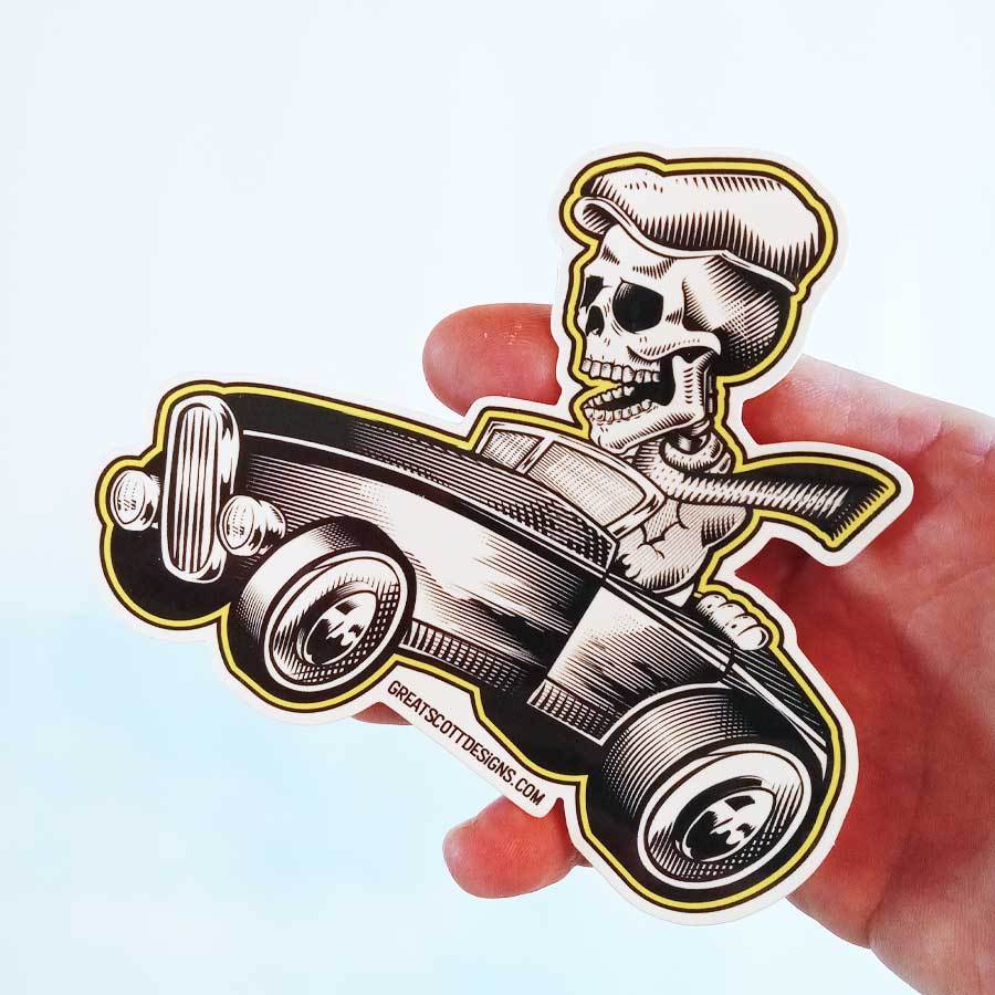 Race Car Skeleton - Skeleton Sticker