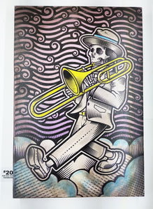 The Big Easy Skeleton Marching Band Screen Painted Print 16 x 24 inches