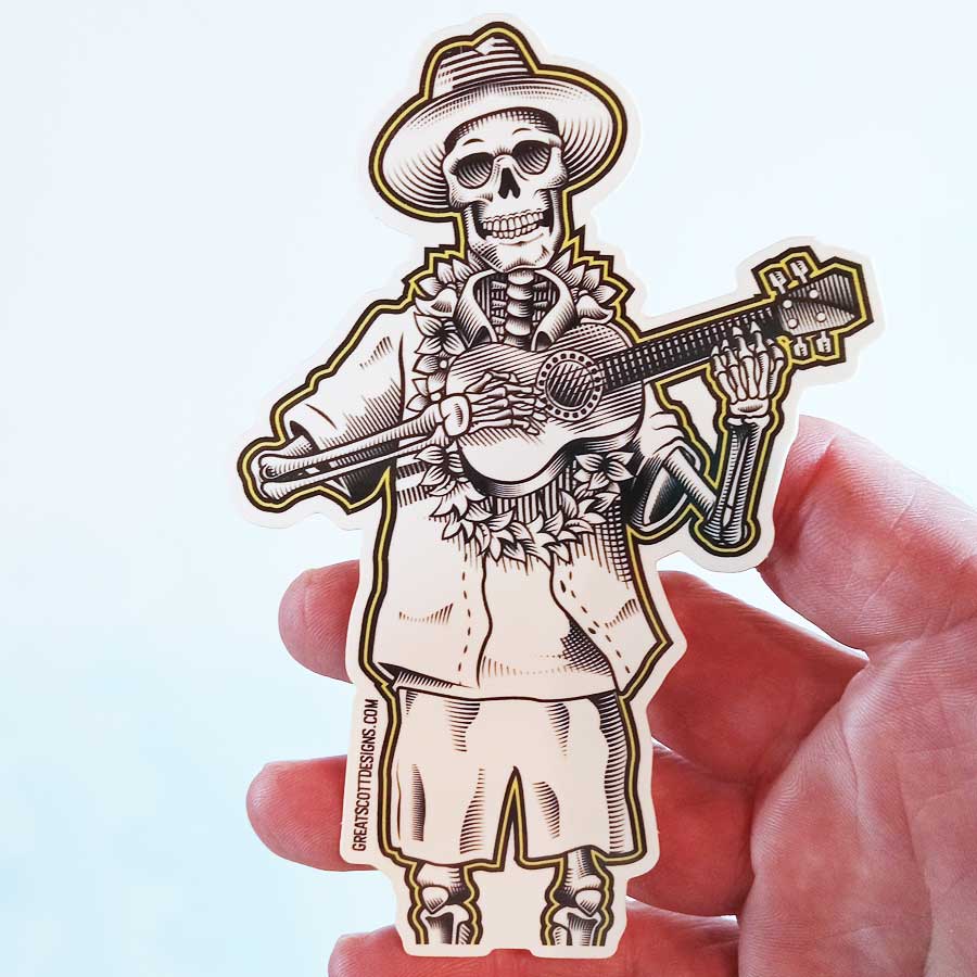 Skeleton playing Ukulele - Skeleton Sticker