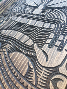 Tiki Wood Ocean Carving