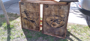 Raft Skeleton Wood Carving Wall Art