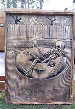 Load image into Gallery viewer, Raft Skeleton Wood Carving Wall Art
