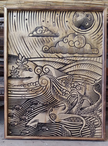 Squid Wood Carving Wall Art