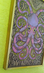Octopus Wood Carved Painting