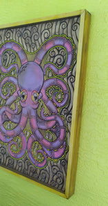 Octopus Wood Carved Painting