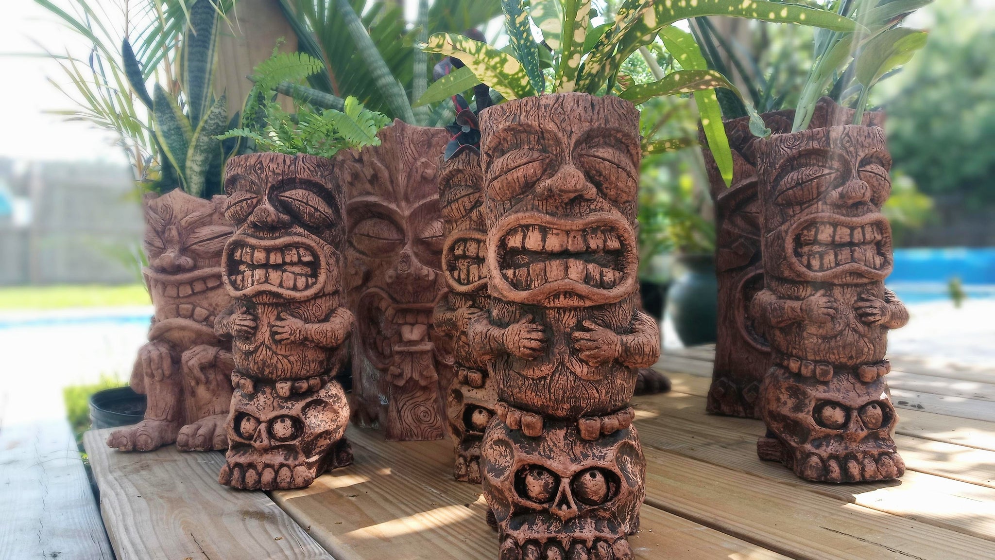 tiki pots for plants Mourning Skull Tiki Planter – GreatScottDesigns