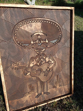 Load image into Gallery viewer, Mariachi Guitar Skeleton Wood Carving Wall Art

