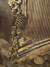 Load image into Gallery viewer, Surfing Skeleton Wood Carving Wall Art
