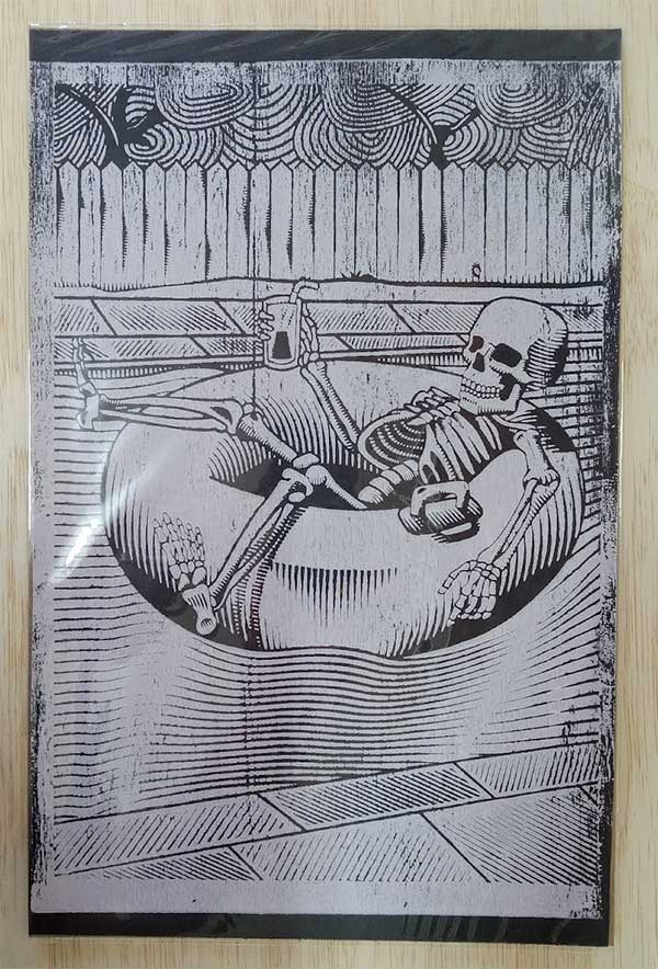 Skeleton Rafting Wood Block Print of Skeleton Relaxing on Raft - Unique Art Piece for H ...